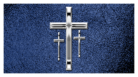 139 DA25-517-SL-SH-BL Silver 3 Crosses Shimmer Blue